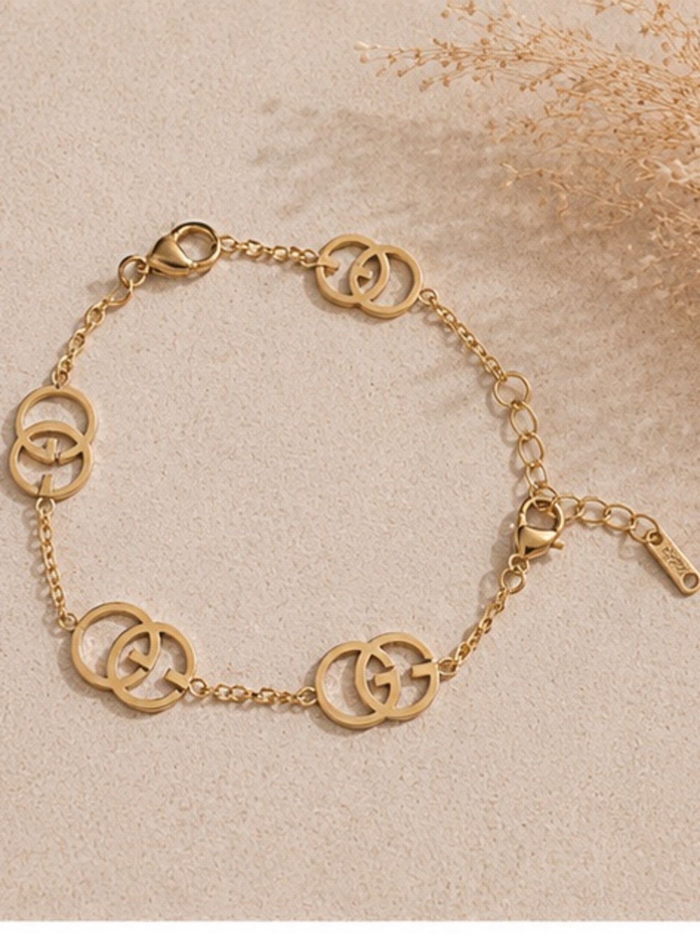 Designer Inspired Waterproof Interlocking Logo Station Bracelet